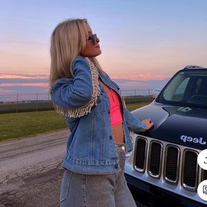 Superdown Raya Rhinestone Fringe Denim Jacket